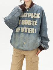 Alphabet Patchwork American Style Jacket
