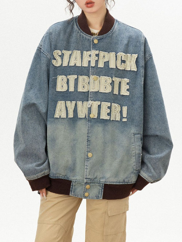 Alphabet Patchwork American Style Jacket