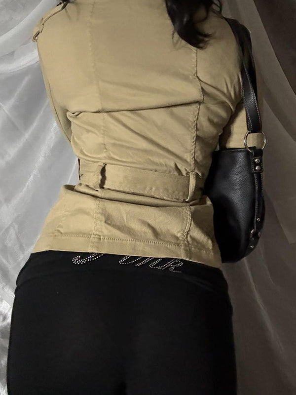 American-Style Hot Girl With Japanese-Style Buckle Jacket