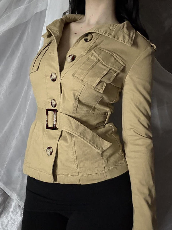 American-Style Hot Girl With Japanese-Style Buckle Jacket