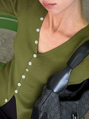 Button-Fastening Slim Fit Long Sleeve