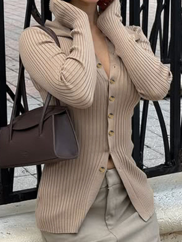 Elegant Solid Colour Long Sleeve