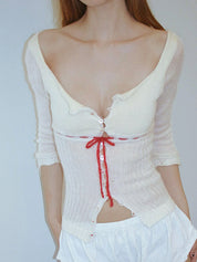 Tapered-Leg Colour-Blocked Lace-Up Trousers Long Sleeve