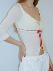 Tapered-Leg Colour-Blocked Lace-Up Trousers Long Sleeve