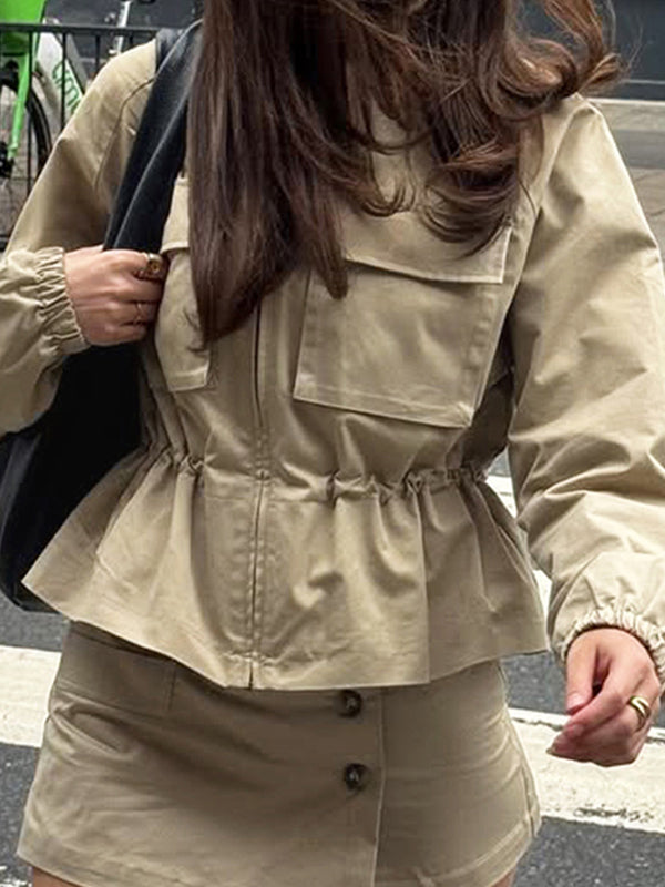 Tapered Drawstring Waist Jacket