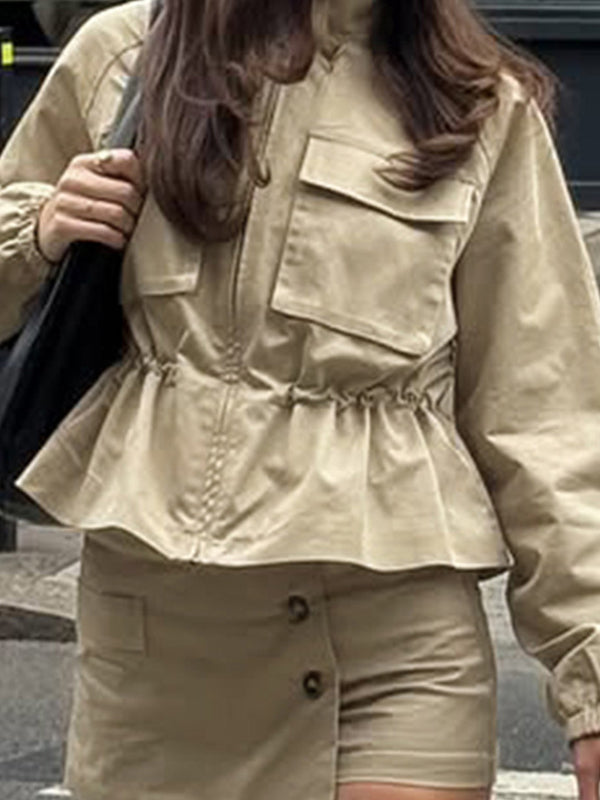 Tapered Drawstring Waist Jacket