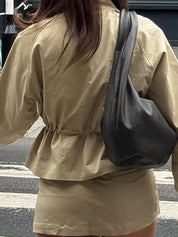 Tapered Drawstring Waist Jacket