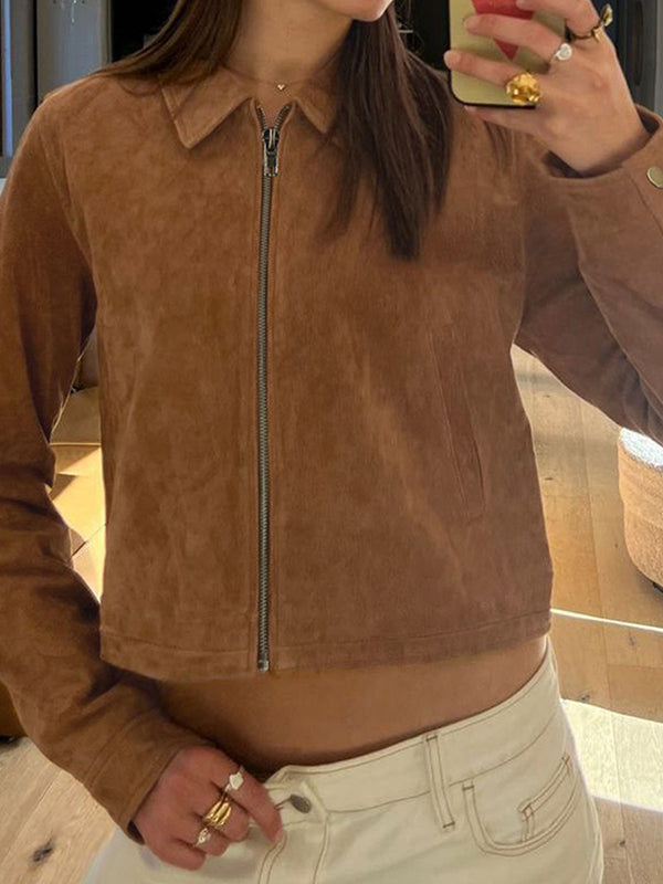 Retro Brown Loose-Fitting Jacket