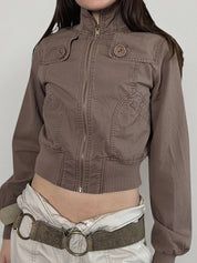 Retro Zip-Up Stand Collar Jacket