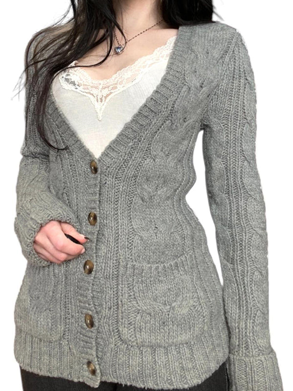 Retro Laid-Back Style Cardigan