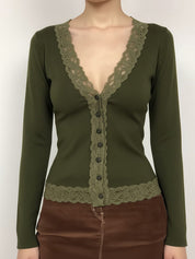 V-Neck Vintage Lace Cardigan