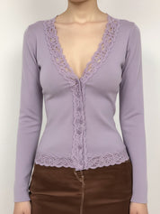V-Neck Vintage Lace Cardigan