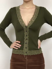V-Neck Vintage Lace Cardigan
