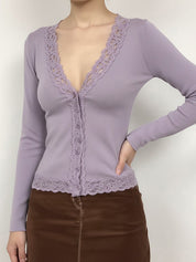 V-Neck Vintage Lace Cardigan