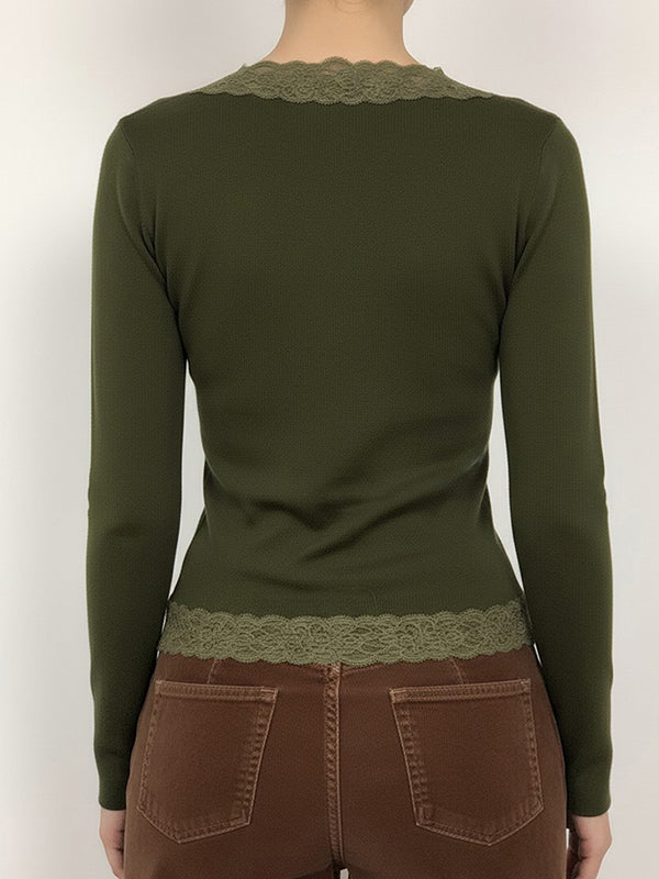 V-Neck Vintage Lace Cardigan