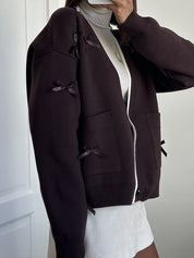 V-Neck Bow Cardigan
