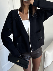 V-Neck Bow Cardigan