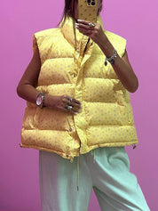 Sleeveless Floral Vest Clip Jacket