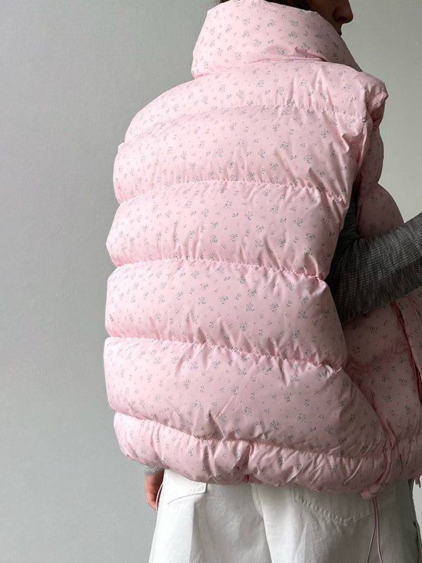 Sleeveless Floral Vest Clip Jacket