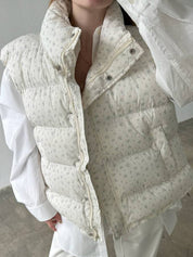 Sleeveless Floral Vest Clip Jacket