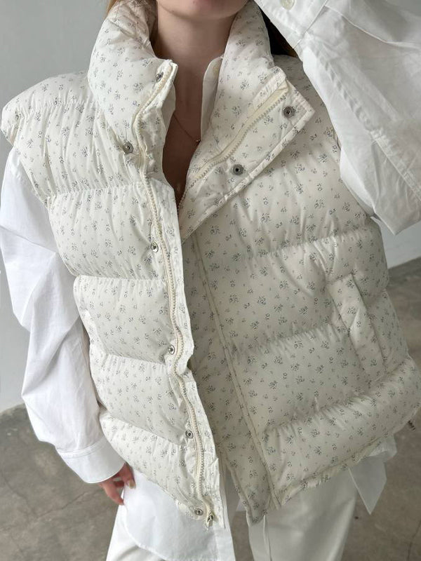 Sleeveless Floral Vest Clip Jacket