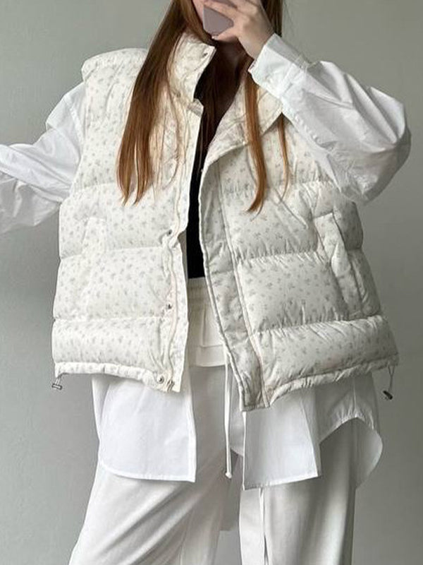 Sleeveless Floral Vest Clip Jacket