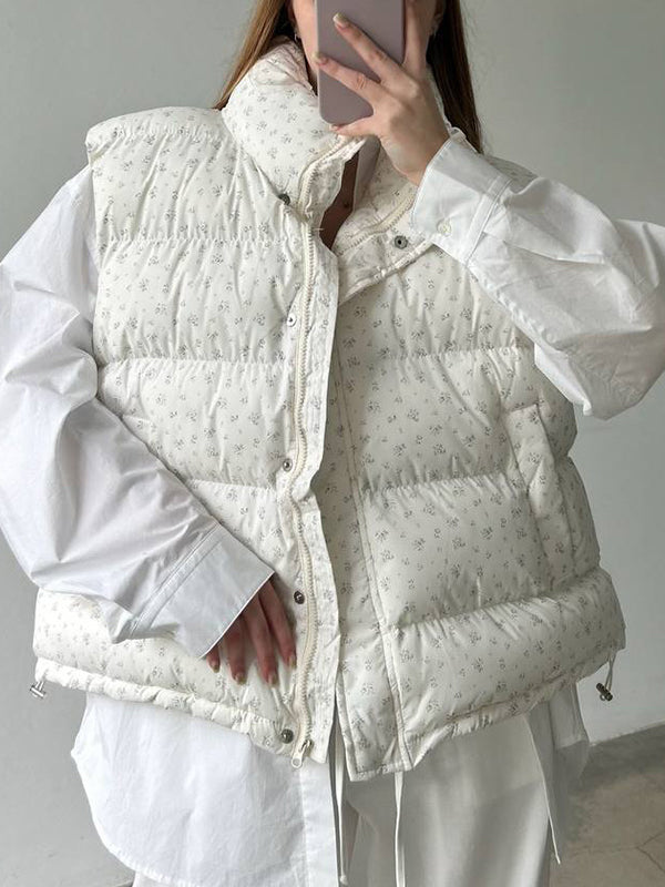 Sleeveless Floral Vest Clip Jacket