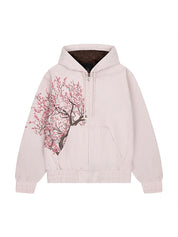Autumn-Winter Cherry Blossom Print Jacket