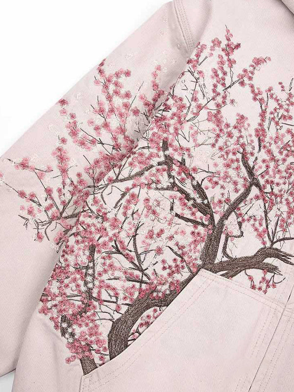 Autumn-Winter Cherry Blossom Print Jacket