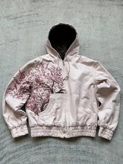 Autumn-Winter Cherry Blossom Print Jacket