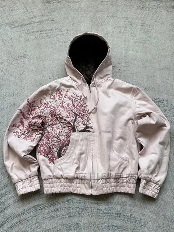 Autumn-Winter Cherry Blossom Print Jacket