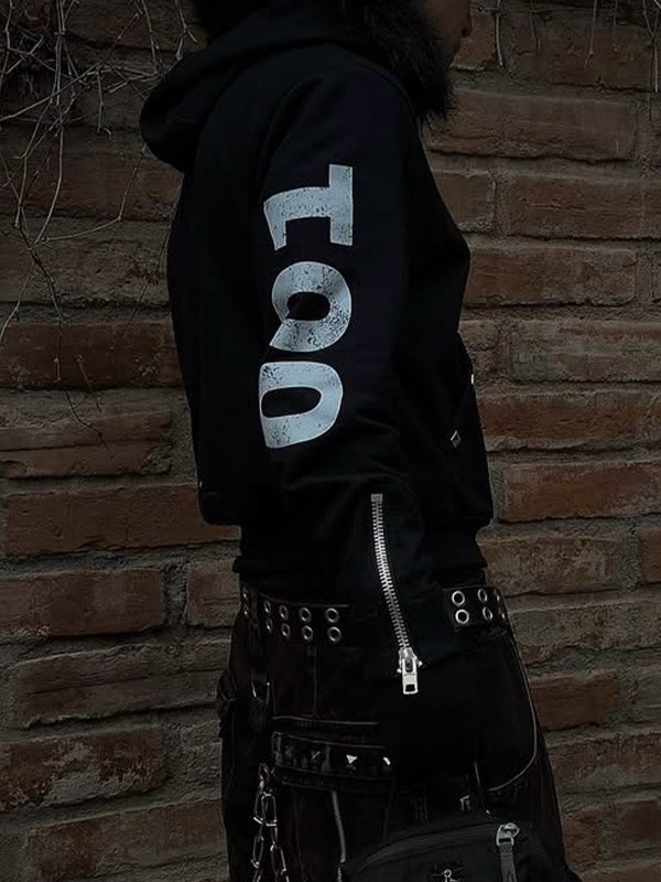 Letter Print Rhinestones Jacket