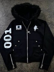 Letter Print Rhinestones Jacket