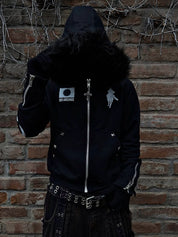 Letter Print Rhinestones Jacket