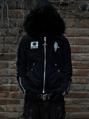 Letter Print Rhinestones Jacket