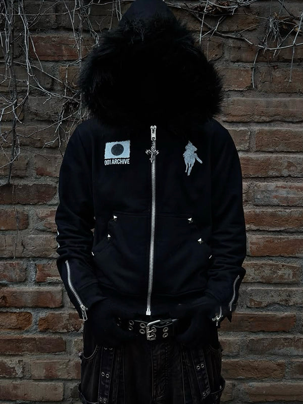 Letter Print Rhinestones Jacket