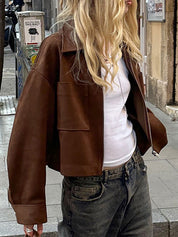 Lapel Zip Suede Jacket