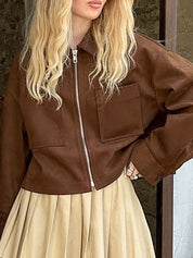 Lapel Zip Suede Jacket