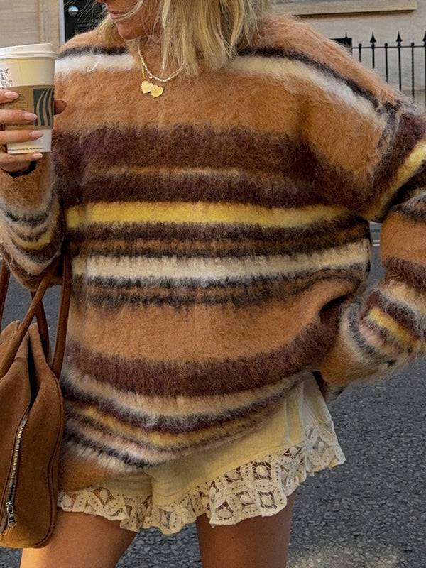 Warm-Toned Colour Clash Sweaters