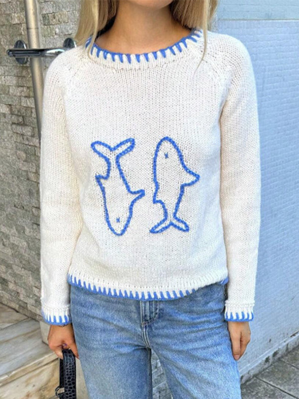 Round-Neck Vintage Embroidery Long Sleeve