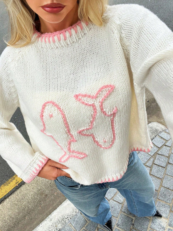 Round-Neck Vintage Embroidery Long Sleeve