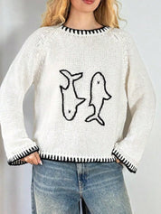 Round-Neck Vintage Embroidery Long Sleeve