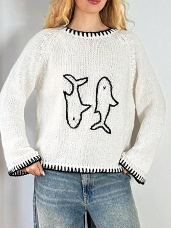 Round-Neck Vintage Embroidery Long Sleeve