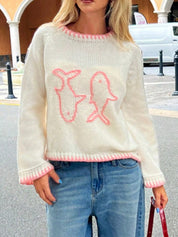 Round-Neck Vintage Embroidery Long Sleeve