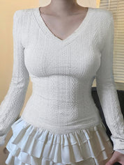 Textured Solid Colour Long Sleeve