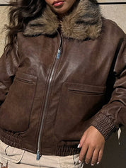 Retro Brown Fur Jacket
