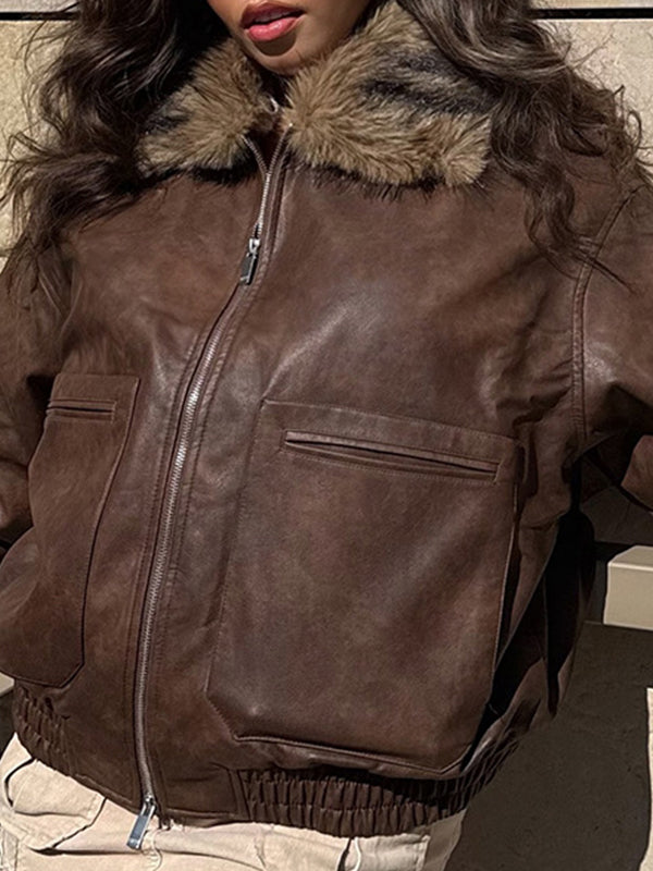 Retro Brown Fur Jacket