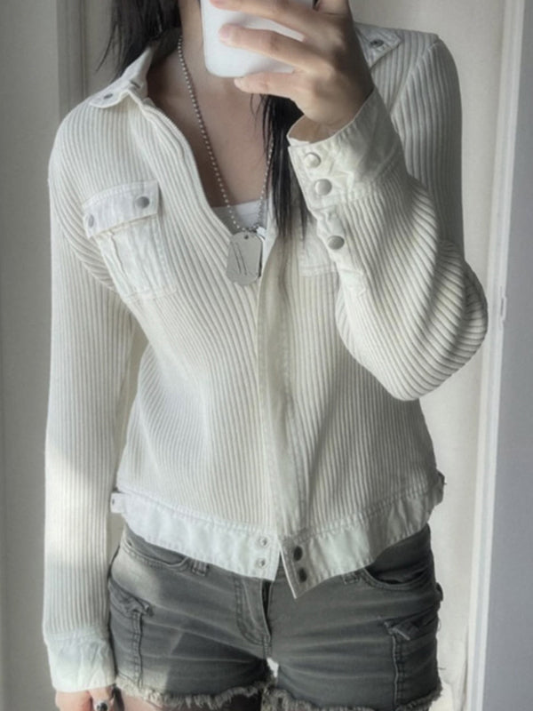 Notched Lapel Knit Jacket