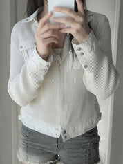 Notched Lapel Knit Jacket