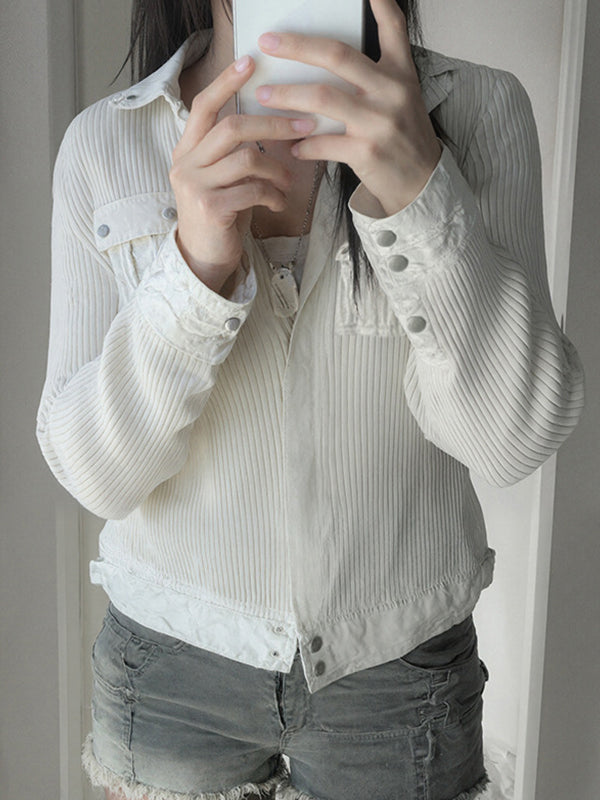 Notched Lapel Knit Jacket